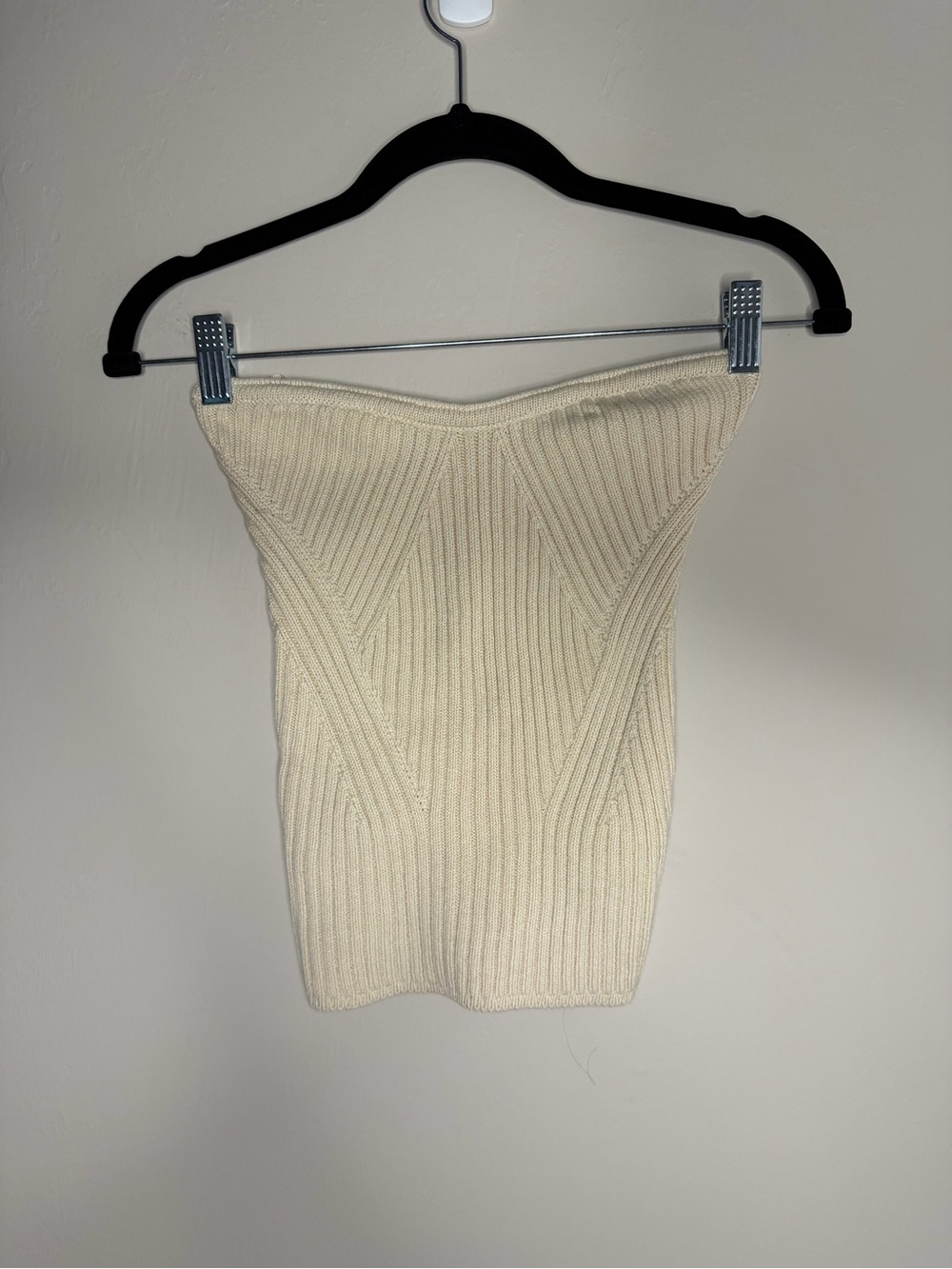 Express Cream Ribbed Tube Top